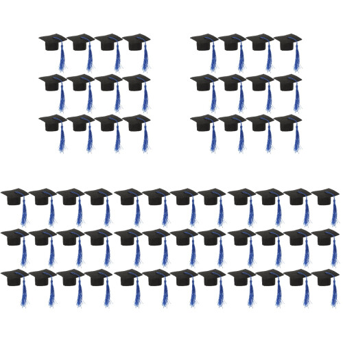 60Pcs Blue Mini Graduation Cap Covers for and Beverage