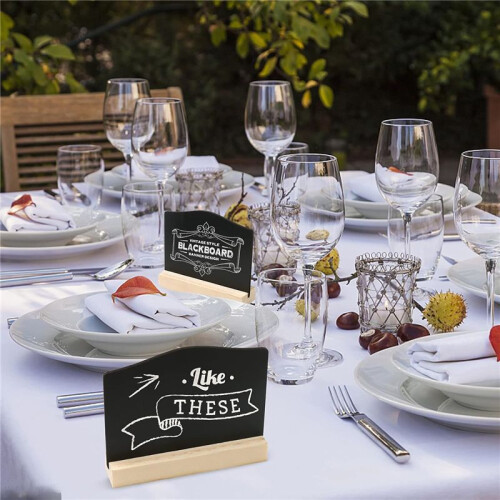 12Pack  Chalkboard Signs, Kitchen Notes Chalk Boards with Stands 10X7.2cm Small Blackboard Message Tabletop Board 2