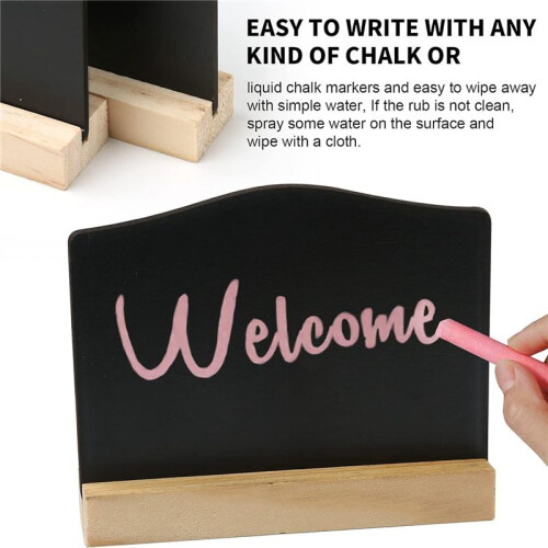 12Pack  Chalkboard Signs, Kitchen Notes Chalk Boards with Stands 10X7.2cm Small Blackboard Message Tabletop Board