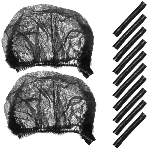 200Pcs Comfortable Black Disposable Hair Nets Non-Woven Mesh Caps 1