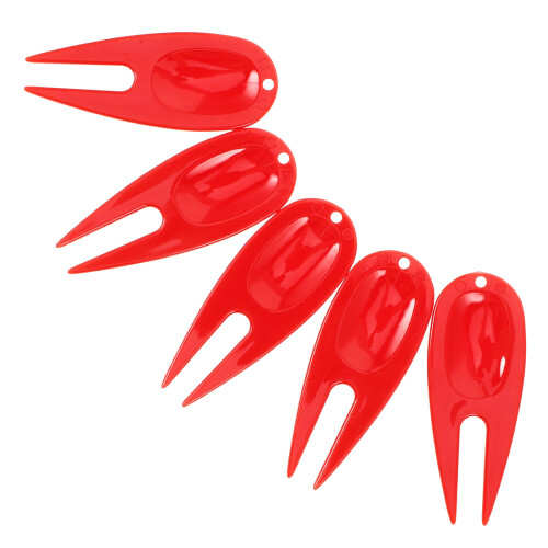 10Pcs Polished Red Plastic Golf Divot Fork Compact Portable Golf Tool 1