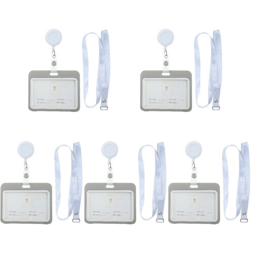 10Pcs Reusable Grey Horizontal Card Sleeves Protective Badge Holders