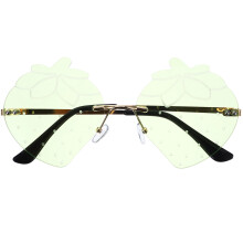 1Paar Erdbeerförmige Grüne Randlose Party Sonnenbrille Metall