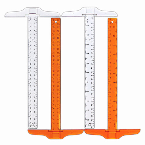 2Pièces Règle En T Orange, Double Pour Mesure Précise Durable 2