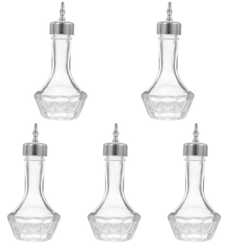 5Pcs Small Glass Bitters Bottles Gold Decorative Wine Holders