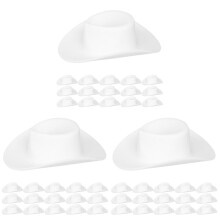 60Pcs Tiny White Plastic Cowboy Hats for DIY Doll and Craft Projects