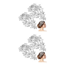 4Pcs Flexible Silver Rhinestone Headpiece Wedding Hair Vine