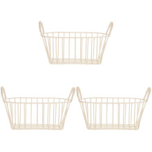 3Pcs Beige Metal Wire Basket for Bread Fruit and Table Storage