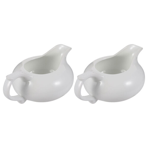 6Pcs White Ceramic Gravy Cups Sauce Pitchers Easy-Clean Design 1