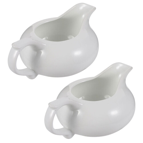 6Pcs White Ceramic Gravy Cups Sauce Pitchers Easy-Clean Design 2