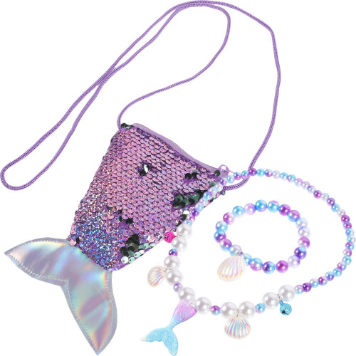 3Sets Paarse Kralen Schelp Ketting En Armband Set 1