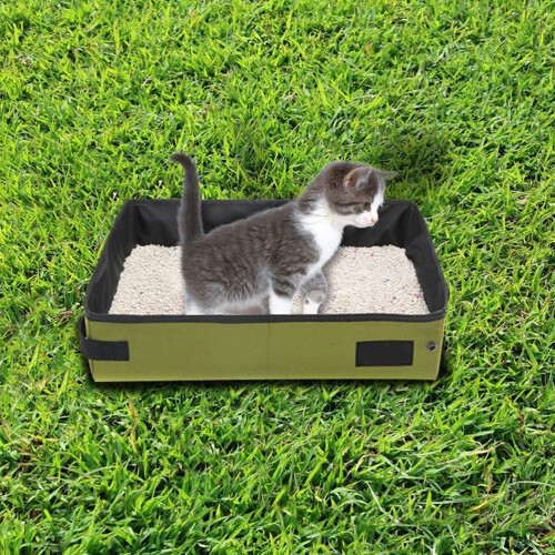 3Pcs Foldable Litter Box Portable Green Oxford Material 2