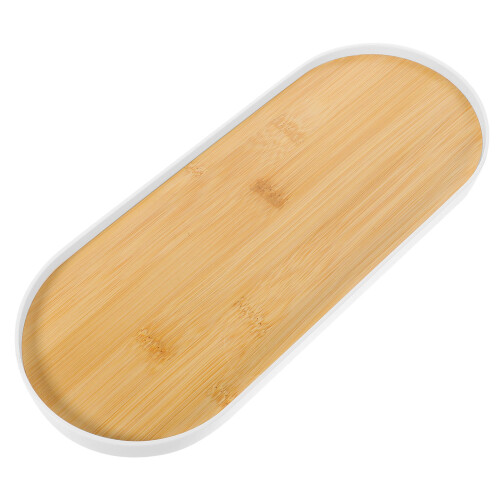 5Pcs Elegant Oval Vanity Tray White Bamboo ABS for Home Storage 1