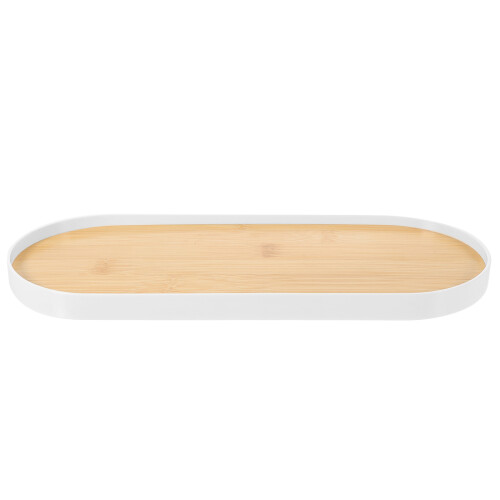 5Pcs Elegant Oval Vanity Tray White Bamboo ABS for Home Storage 2