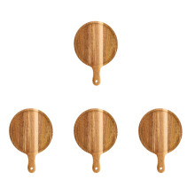 4Pcs Round Wooden Charcuterie and Pizza Board with Handle