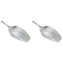 2Pcs Silver Aluminum Alloy Multi-Use Ice Scoop Kitchen Scoop with Grip