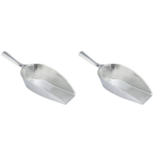 2Pcs Silver Aluminum Alloy Multi-Use Ice Scoop Kitchen Scoop with Grip