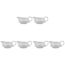 6Pcs White Ceramic Gravy Cups Sauce Pitchers Easy-Clean Design