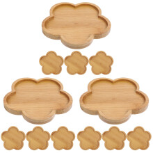 12Pcs Bamboo Plant Pot Tray Saucers Non-Slip Water Catching Tray