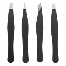 24Pcs Stainless Steel Eyebrow Clamps Black Brow Tweezers for Home Use