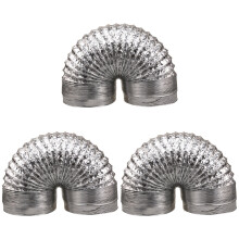 3Pcs Silver Dryer Duct Hose Aluminum Exhaust Vent for Hvac and Kitchen