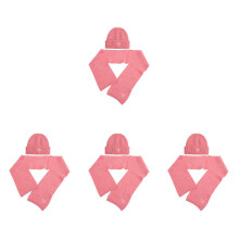 4Sets Comfortable Pink Warm Hat and Scarf Set for Girls Winter Outdoor