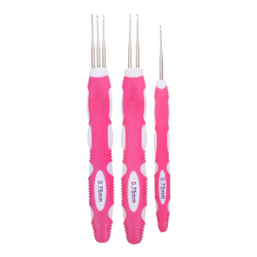 6Pcs Pink Crochet Needle Set Ergonomic Hooks for Dreadlocks Hair Use 2