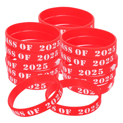 100Pcs Red Silicone Graduation Wristbands Decorative Bracelets 1