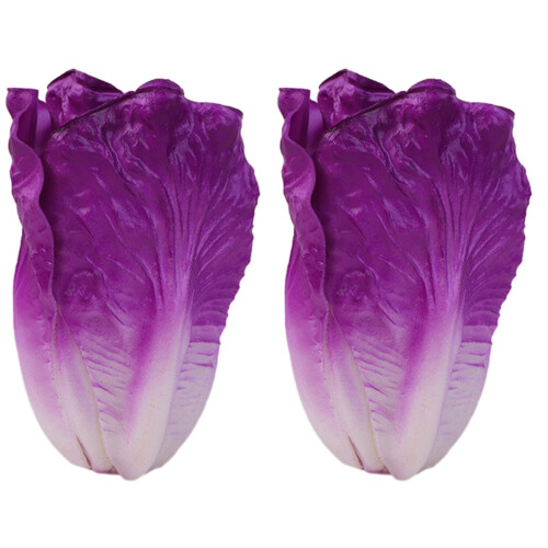 2Pcs Purple Artificial Lettuce Decoration PU Fake Vegetable Props