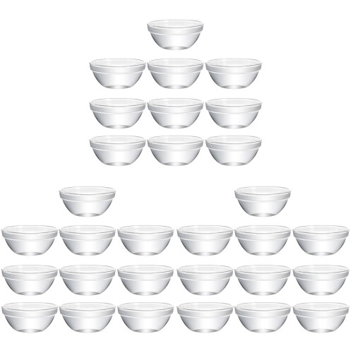 30Pcs Clear Glass Prep Bowls Small Stackable Serving Bowls for Home