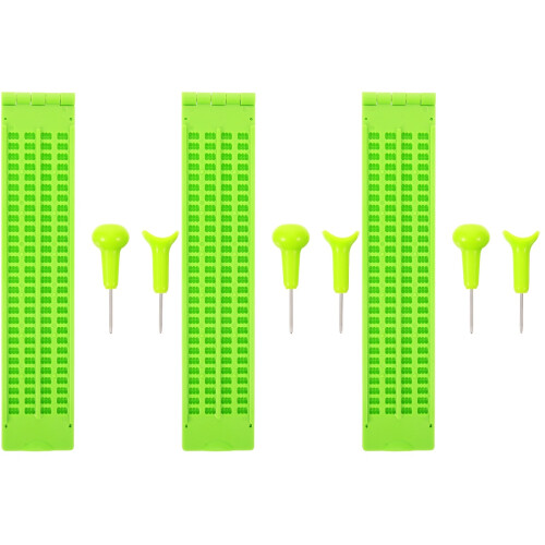 3Sets Reusable Green Plastic Braille for Blind Writing Use 2