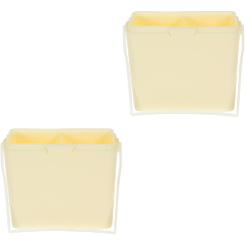2Pcs Compact PP Paint Brush Holder Light Yellow Reusable Brush Washer 2