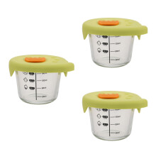 3Pcs Baby Food Glass Jars with Lid Heat Resistant for Microwave Use