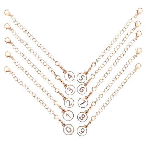 40Pcs Unique White Number Charms Chain Handheld Water Bottle Pendant 2