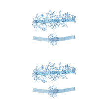 4Pcs Blue Wedding Bridal Lace Garters Soft Flower Stretch Bands