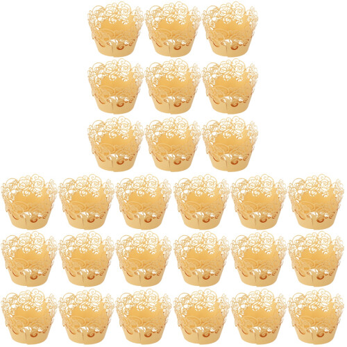 3 Pack Cake Wedding Topper Cupcake Liners For Baking Golden