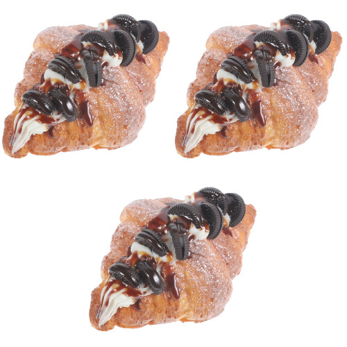3Pcs Realistic PU Croissant Decorative Bread Model for Shop Decor 2