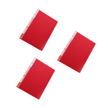 3Pcs Red PP File Organizer Folder with Clear Pocket Large Capacity