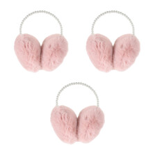 3Pcs Lovely Pink Winter Ear Muffs Plush Ear Warmers for Girls