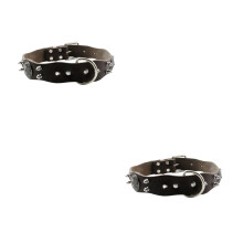 2Pcs Brown Durable PU Dog Collar Fashionable Pet Necklet Accessory
