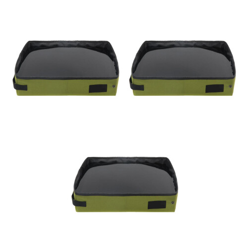 3Pcs Foldable Litter Box Portable Green Oxford Material