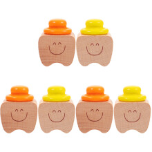 6Pcs Assorted Color Baby Tooth Boxes Cartoon Wooden Storage Case