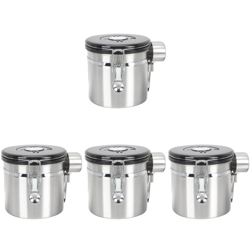 4Pcs Multi-Function Silver Stainless Steel Storage Canister for Home