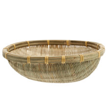 3Pcs Bamboo Food Trays Khaki Round Woven Storage Containers