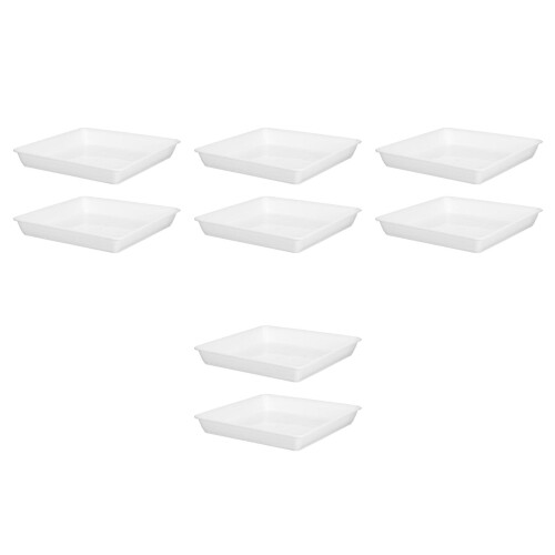 8Pcs White Plastic Planter Drip Tray Square Flower Pot Base for Bonsai
