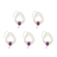 5Pcs Purple Adjustable Pet Necklaces Double Layer Pearl Collars