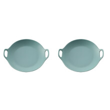 2Pcs Blue Round Ceramic Plate Porcelain Tray for Family Restaurant Use