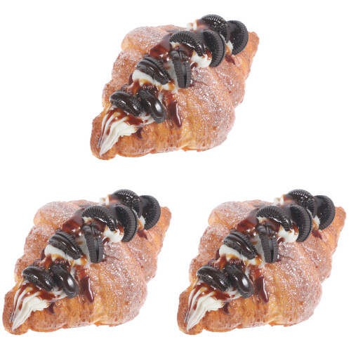 3Pcs Realistic PU Croissant Decorative Bread Model for Shop Decor
