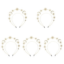5Pcs Star and Moon Golden Headpieces Double-Layer Metal Bridal Crowns