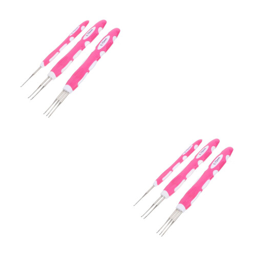 6Pcs Pink Crochet Needle Set Ergonomic Hooks for Dreadlocks Hair Use